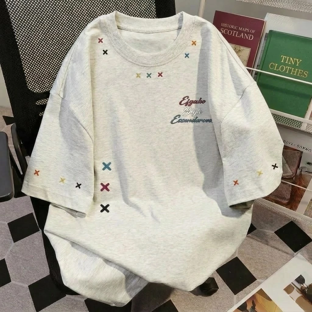 Áo Thun Tay Lỡ Unisex ESSENDEROVA Họa Tiết In Chữ X Đa Sắc, Chất Cotton Co Giãn 2 Chiều Cao Cấp Form Rộng Nam Nữ