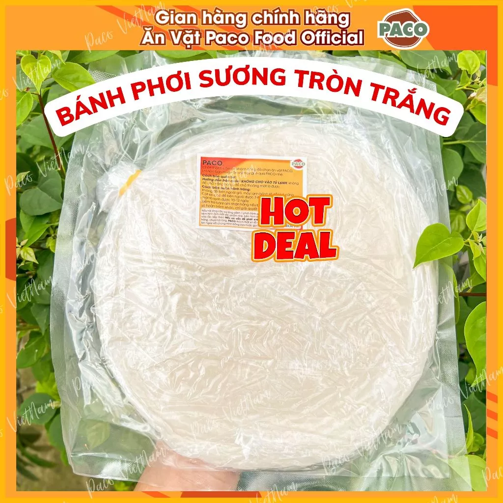 lẻ 500g/1kg bánh tráng phơi sương tròn trắng hút chân không Paco Food chuẩn Củ Chi ngon dẻo thơm gạo hàng mới mỗi ngày
