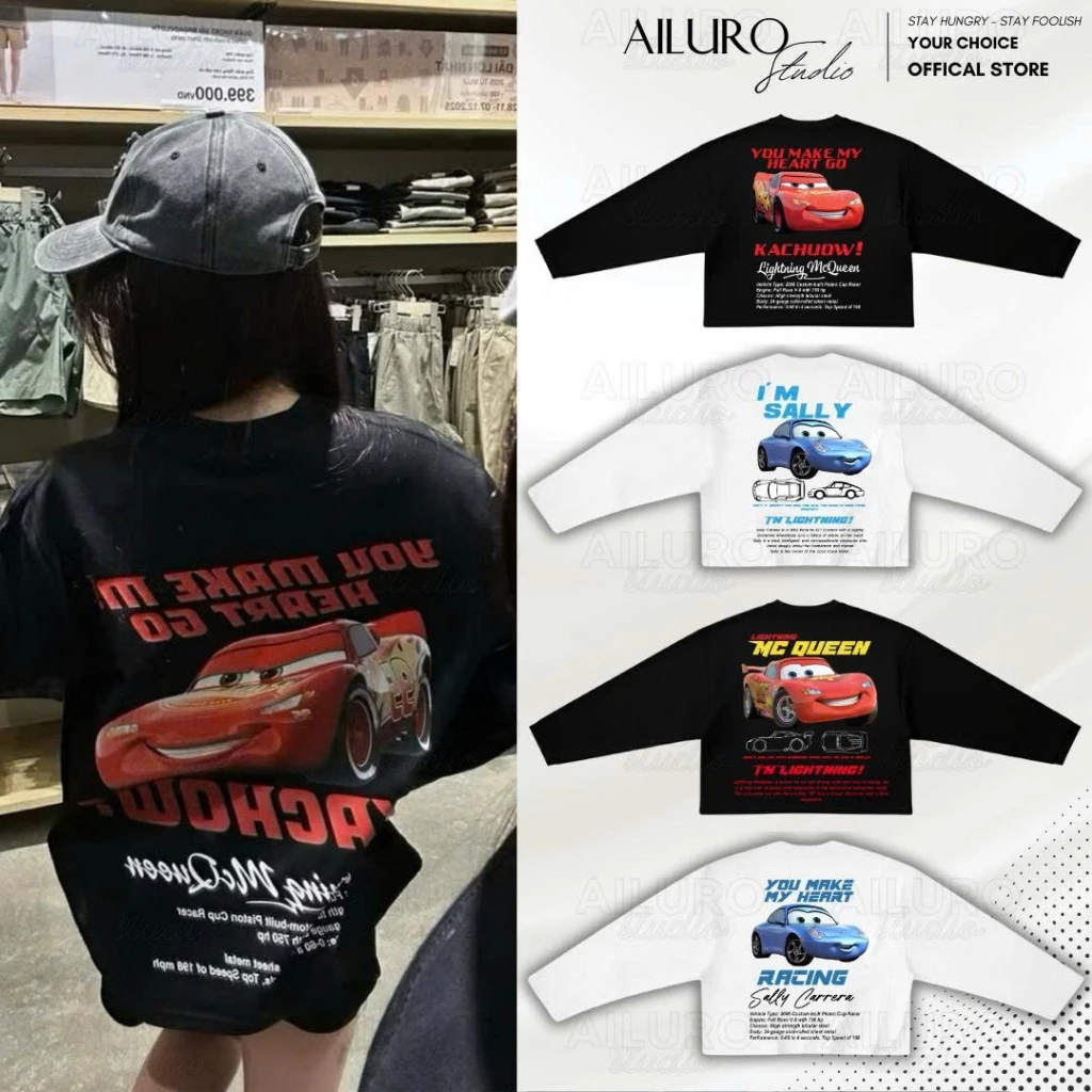 Áo Thun Tay Dài Disney Cars In Hình Dễ Thương Long Sleeve Form Boxy chất 100% Cotton phông tay lỡ nam nữ form rộng