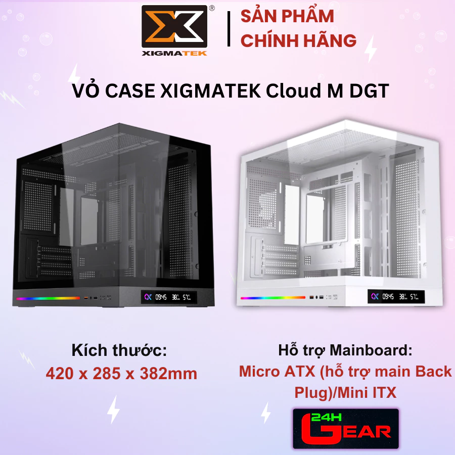 Vỏ máy tính Xigmatek Cloud M DGT Arctic (Micro ATX (hỗ trợ main Back Plug)/Mini ITX) Chính Hãng