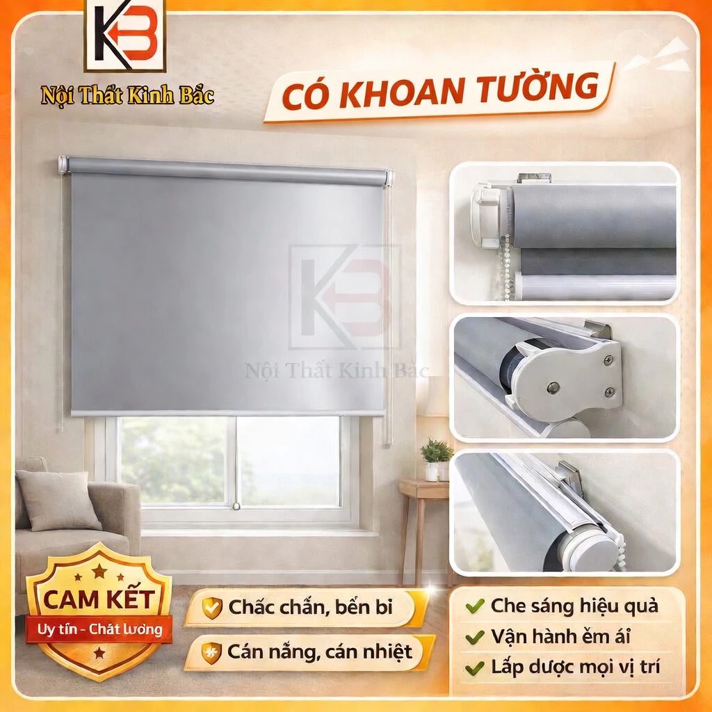 [ Có Khoan Tường ] Rèm cuốn cửa sổ chắc chắn che nắng cản nhiệt(nhận làm theo kích thước riêng)