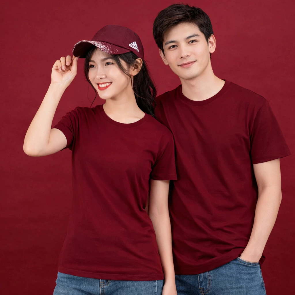 Áo Thun Trơn Andromeda Màu Đỏ Đô Phom Unisex Nam và Nữ Vải Dày Mịn Không Đổ Lông