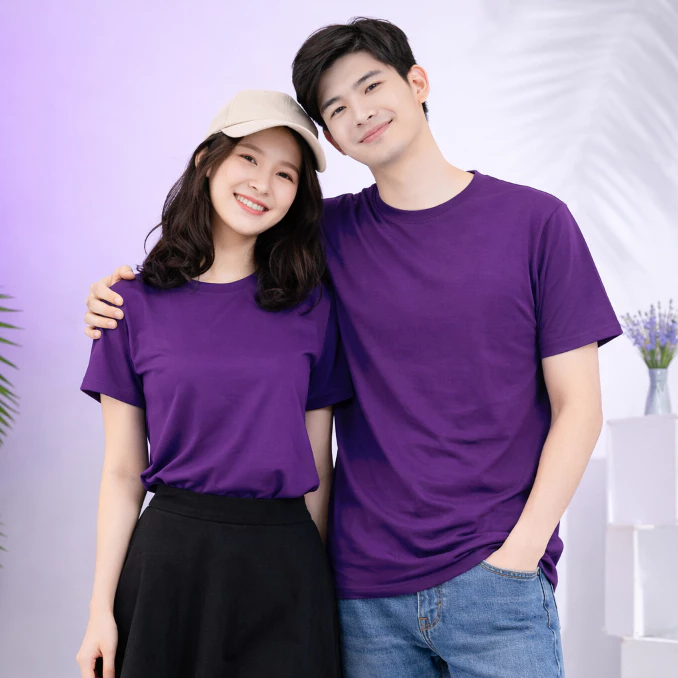Áo Thun Trơn Andromeda Màu Tím Đậm Tím Huế vải Dày Đẹp Phom Xuông Cho Cả Nam Và Nữ