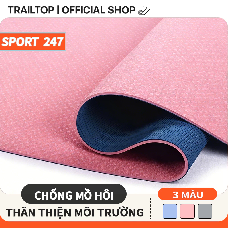 Thảm Tập Yoga TPE ,Thảm Tập Gym 6mm 2 Lớp Chống Trơn Trượt Cao Cấp thảm tập gym yoga 8mm