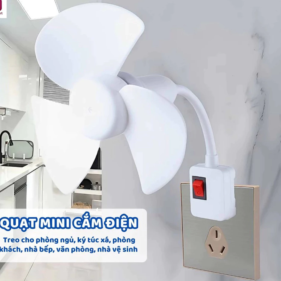 Quạt Mini Treo Nhà Vệ Sinh Xoay 360 Độ, Quạt Treo Tường Nhà Bếp Nhà Tắm, Quạt Cắm Điện Để Bàn