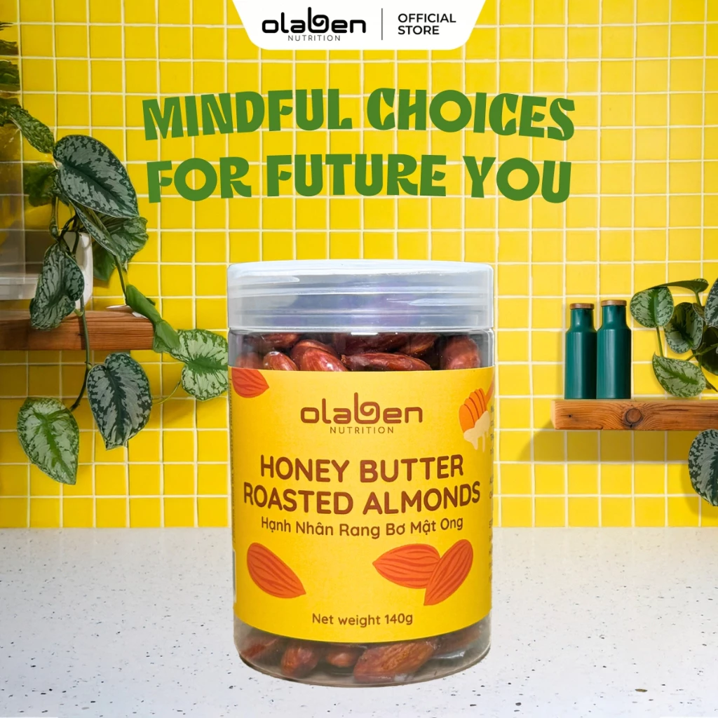 Hộp 140g Hạnh Nhân Rang Bơ Mật Ong - Olaben Nutrition Honey Butter Roasted Almond