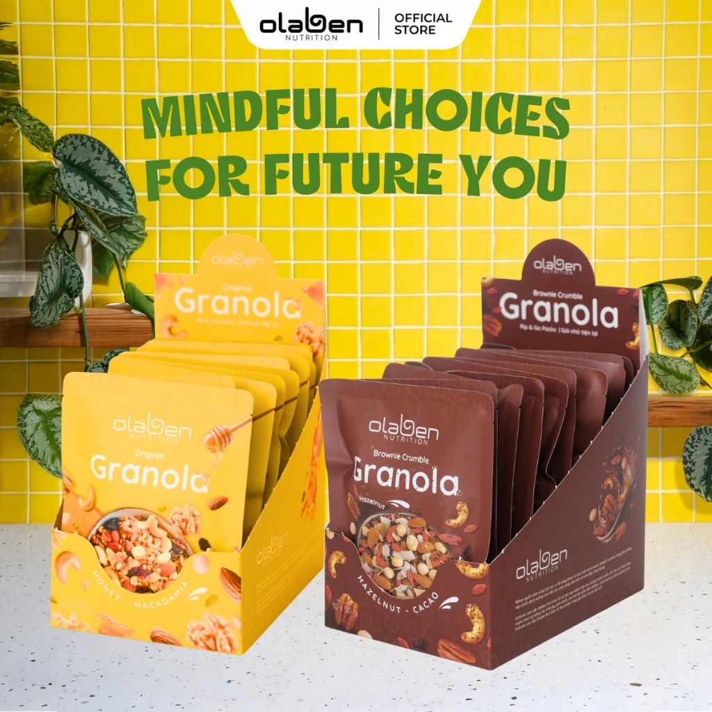 [COMBO 2] 1 Hộp 500g Ngũ Cốc Siêu Hạt Vị Truyền Thống + 1 Hộp 500g Vị Chocolate - Olaben Nutrition Granola Newbie Bundle