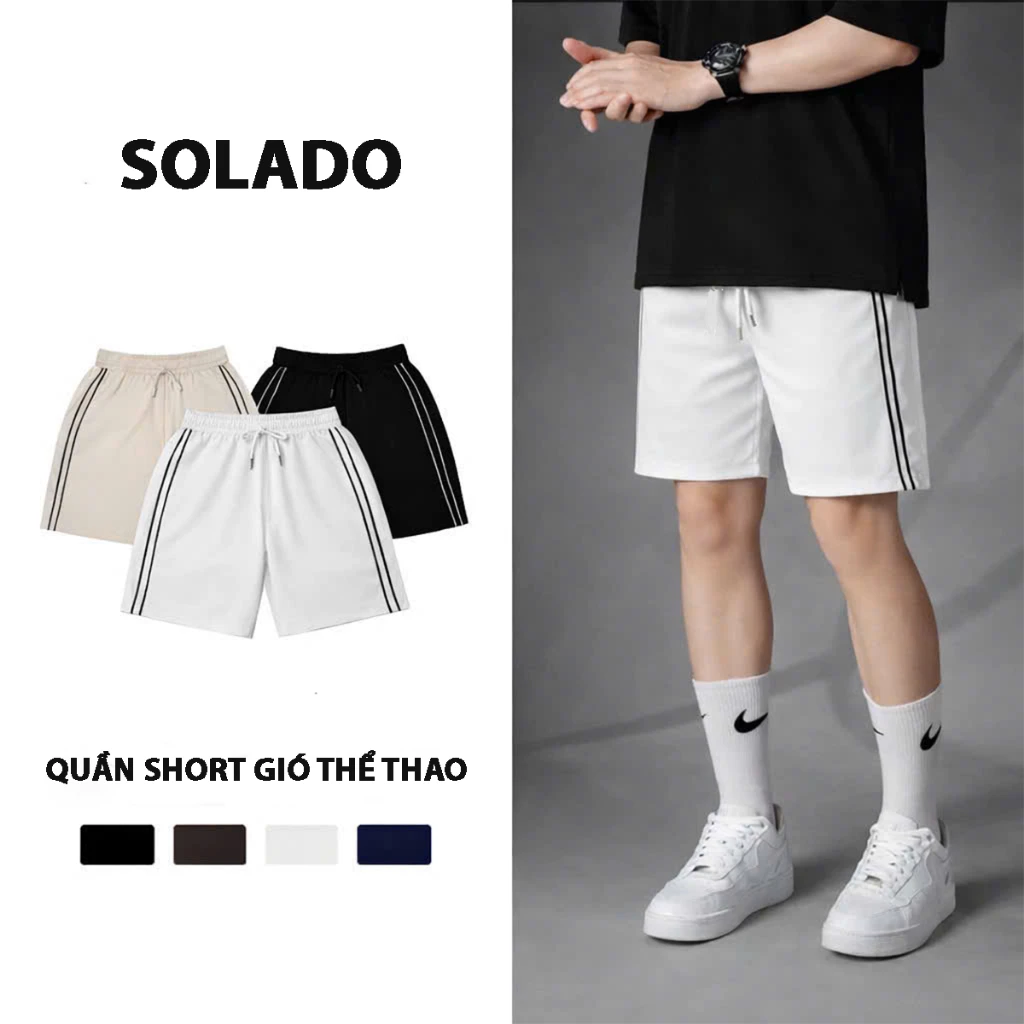 Quần Short Gió Thể Thao Nam SOLADO Co Giãn Mềm Mại Thoáng Mát QS22