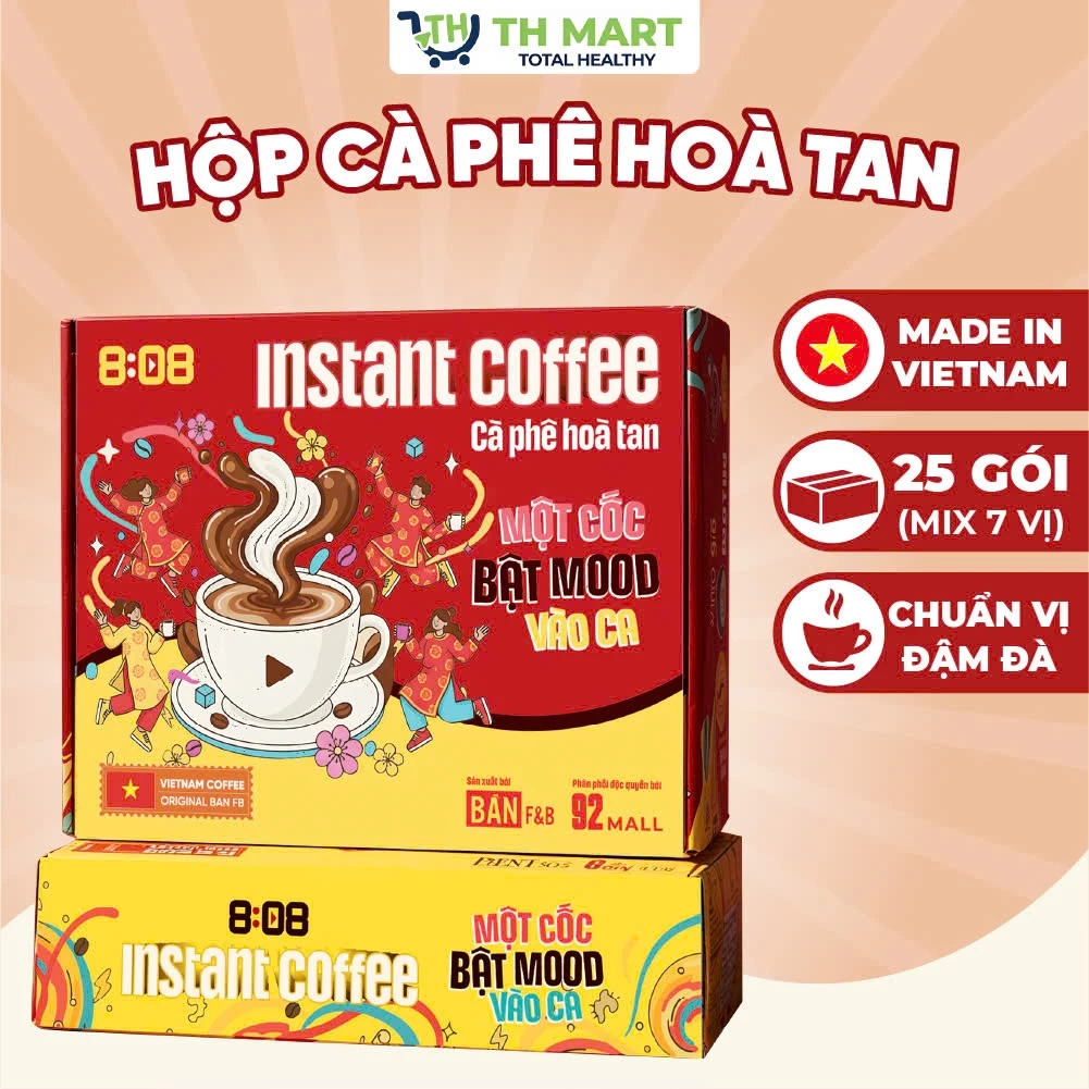 [HỘP 50 GÓI] Cà Phê Mix 6 Vị Đặc Biệt Thơm Ngon Đậm Đà, Chuẩn Vị Cà Phê Việt, Hòa Tan, Sánh Mịn