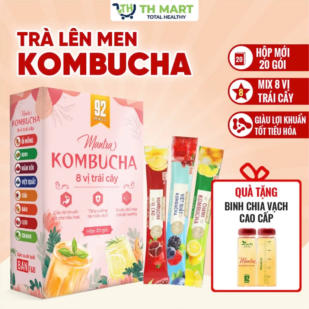 [SALE 25.9] Hộp 20 Gói Trà Lên Men Kombucha 8 Vị Trái Cây Ít Calo,Hỗ Trợ Tiêu Hóa,Kiểm Soát Cân Nặng