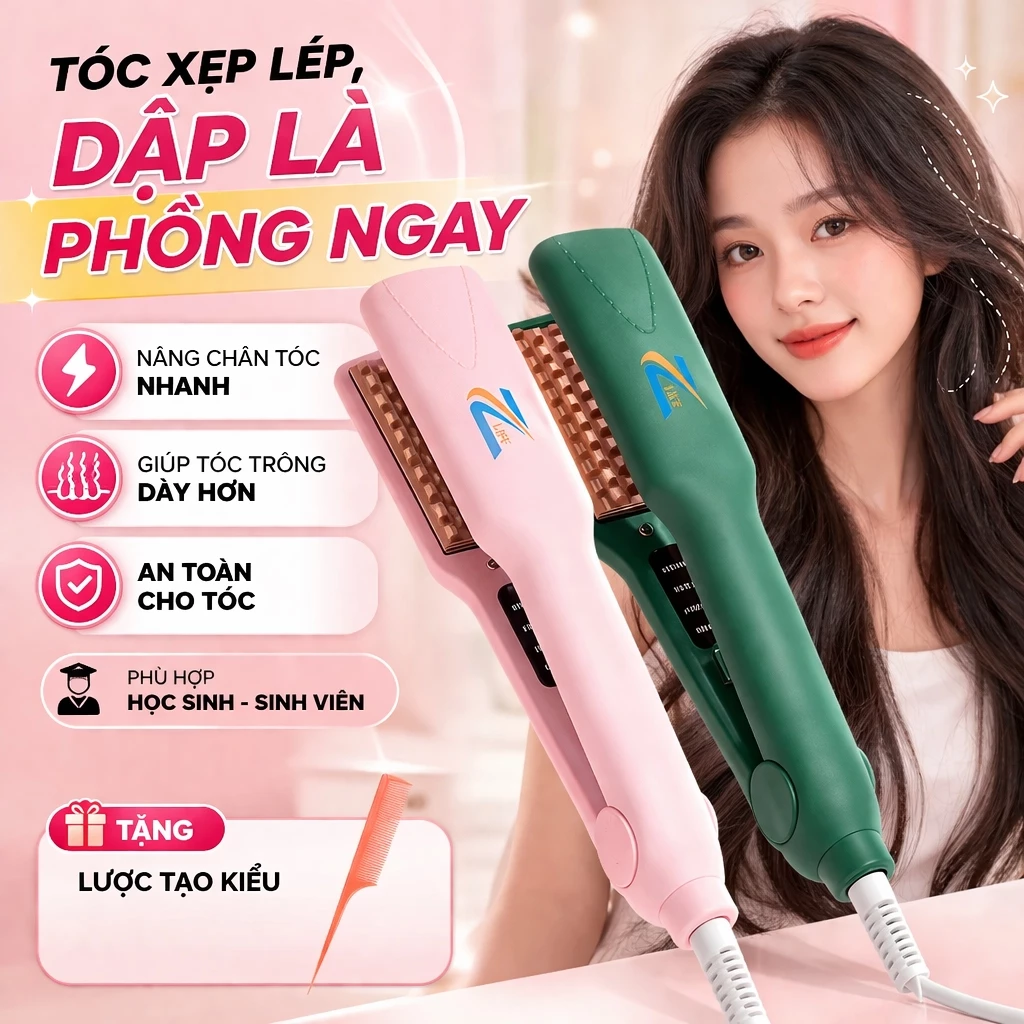 Máy dập xù bấm tóc, máy dập phồng chân tóc, máy bấm làm phồng tóc chân vuông