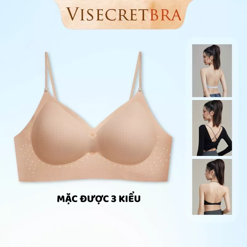 KOL - VN260350 - VisecretBra Áo Lót Áo Ngực Bra Nữ Đa Năng Mặc 3 Kiểu Chất Su Thoáng Mát Mút Đệm Cố Định Bản Hở Lưng