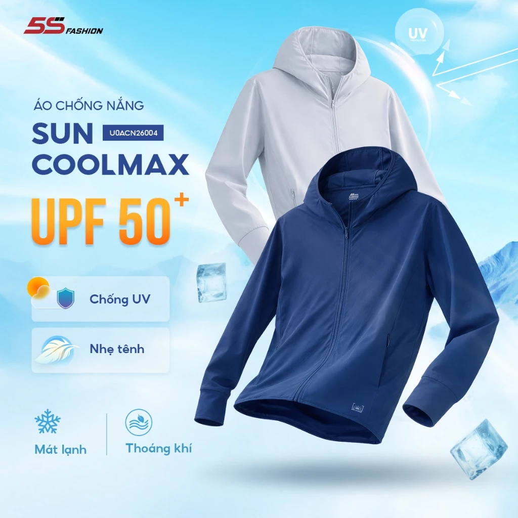 Áo Khoác Chống Nắng Unisex SUN COOLMAX 5S FASHION Nhẹ Mát, Thoáng Khí, Che Chắn Tốt U0ACN26004