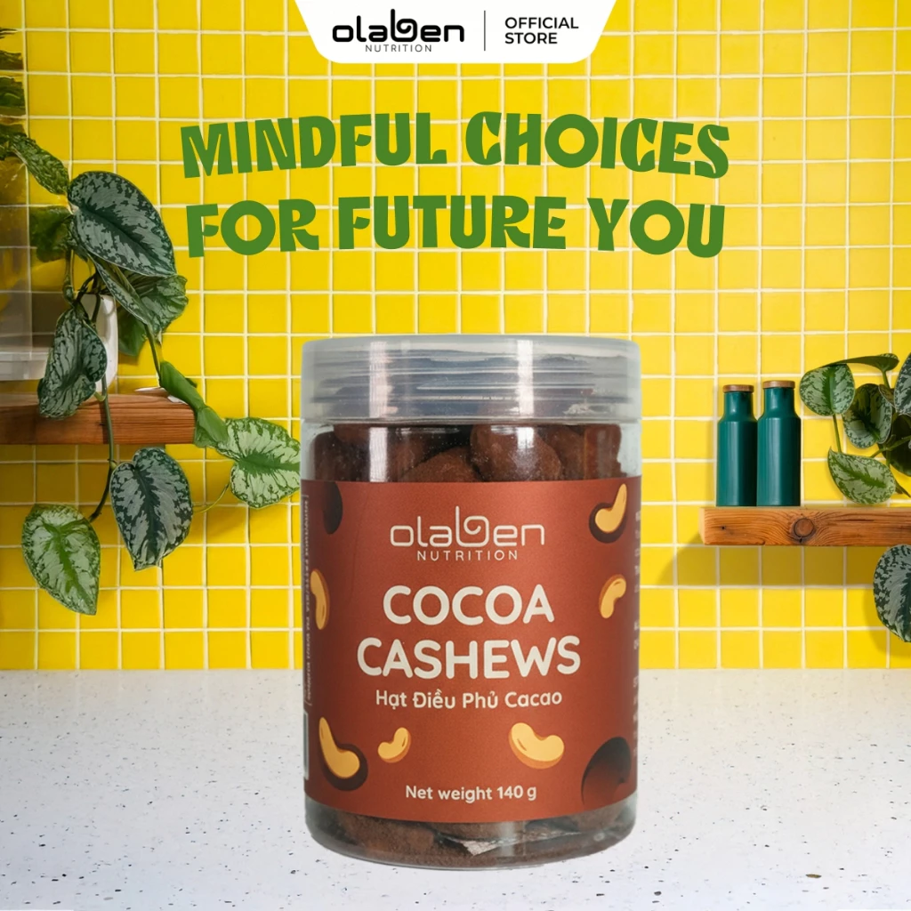 Hộp 140g Hạt Điều Phủ Cacao - Olaben Nutrition Cocoa Cashews