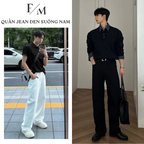 Quần Jean Suông Nam Ống Đứng Dáng Dài Chất Jean Denim Lưng Cao Ôm Eo Che Khuyết Điểm Chân BIGSIZE