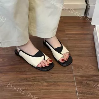 [ H10 - Hàng Da Sịn ] Sandal da phối hoạ basic, Dép sandal nữ siêu đẹp phong cách retro 2026