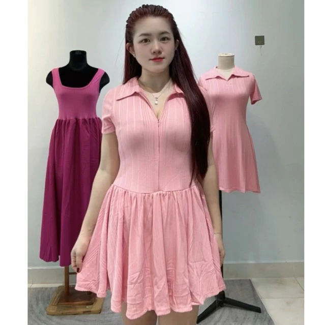 [D50]Váy tay ngắn dáng xoè vải đũa  đôi lạnh xịn thời trang( có lót quần)