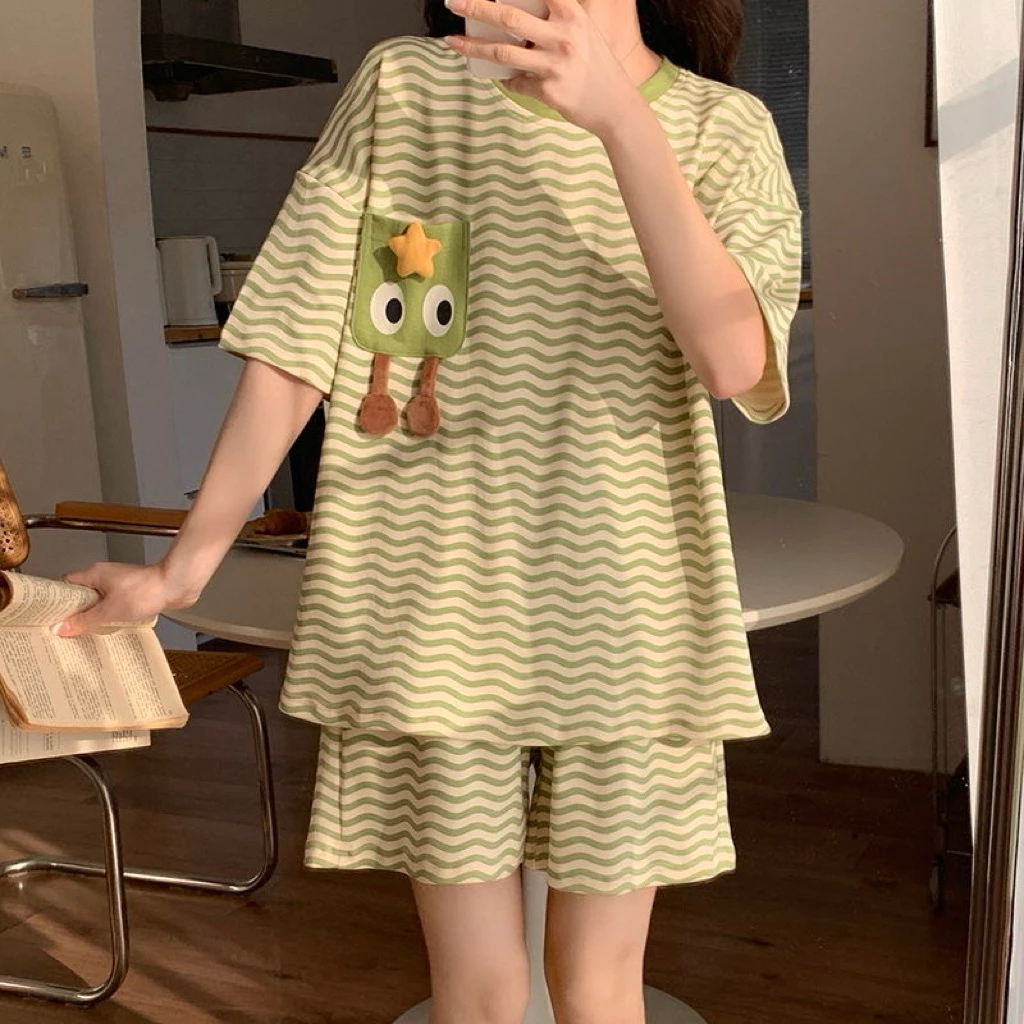 Bộ đồ ngủ nữ cotton hè họa tiết siêu xinhh