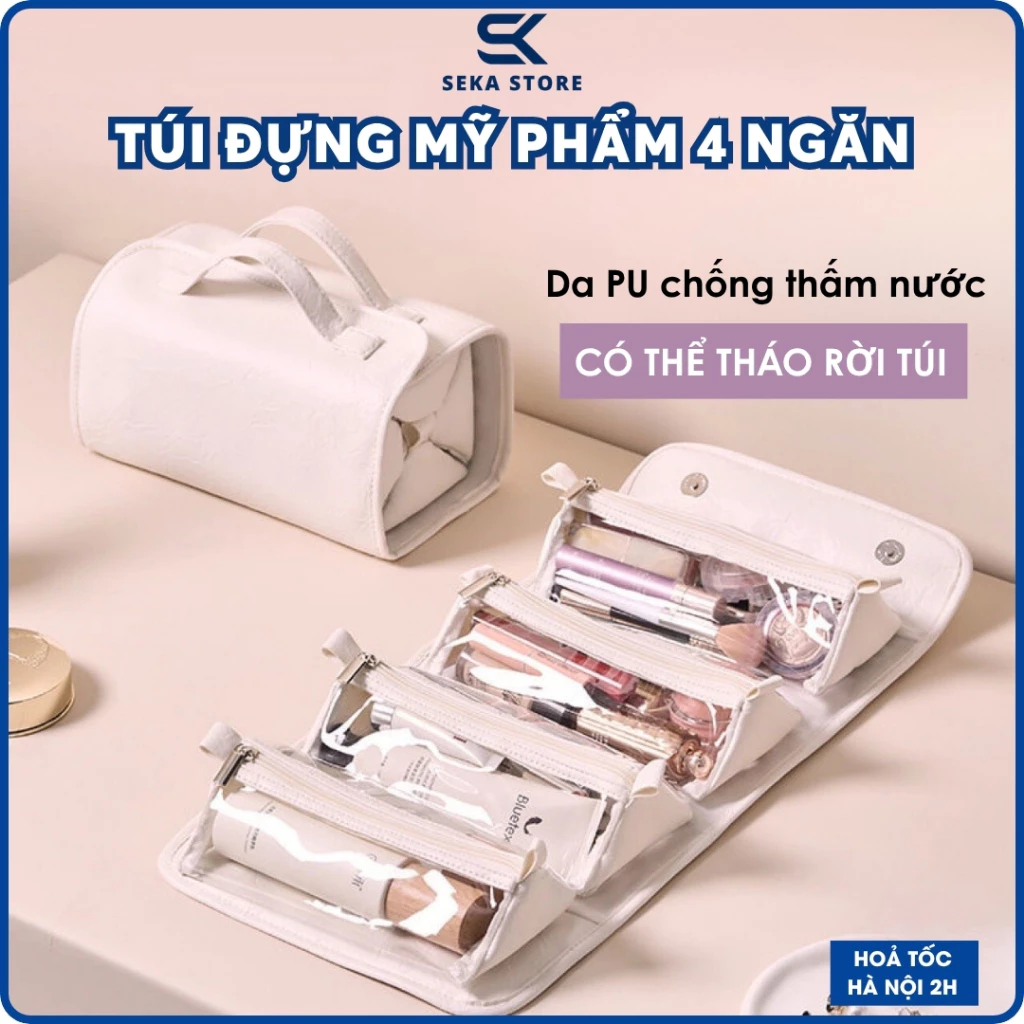 Túi Đựng Mỹ Phẩm 4 Ngăn Gấp Gọn Tiện Lợi, Túi Đựng Đồ Makeup