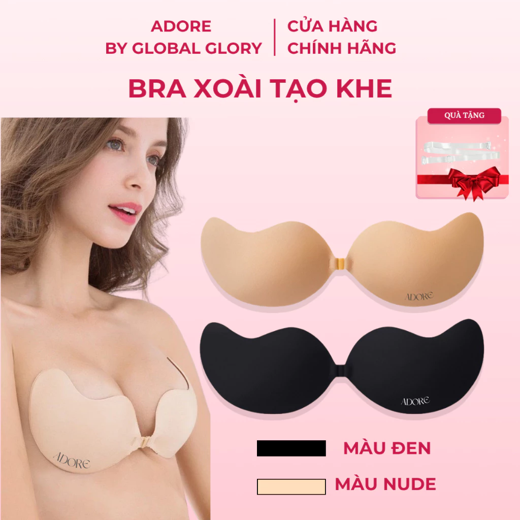 Miếng Dán Ngực Adore Hình Quả Xoài, Bra Nâng Ngực Tạo Khe An Toàn Tái Sử Dụng Nhiều Lần Chính Hãng