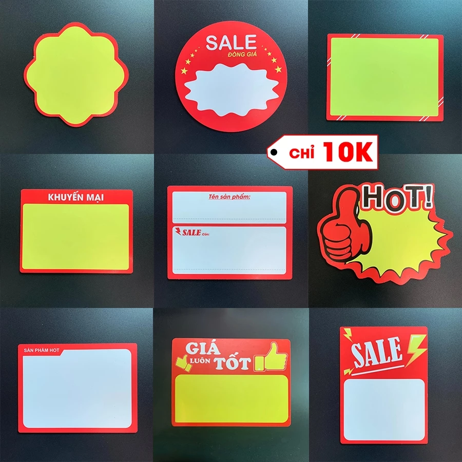 (Combo 2 Bảng) 50 Mẫu bảng giá tự ghi, bảng sale giảm giá, bảng viết xoá được cho cửa hàng siêu thị - Hàng xưởng SX
