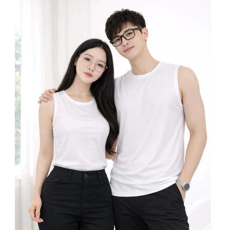 Áo Thun Sát Nách 3 lỗ Andromeda Màu Trắng Thun Lạnh Mặc Lót Trong Form Xuông Dùng Chung Nam Nữ