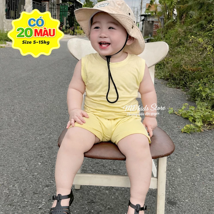 Bộ ba lỗ thun lạnh cho bé trai,bé gái từ 5kg-15kg. đang được đối chiếu cho người mua tại Việt Nam
