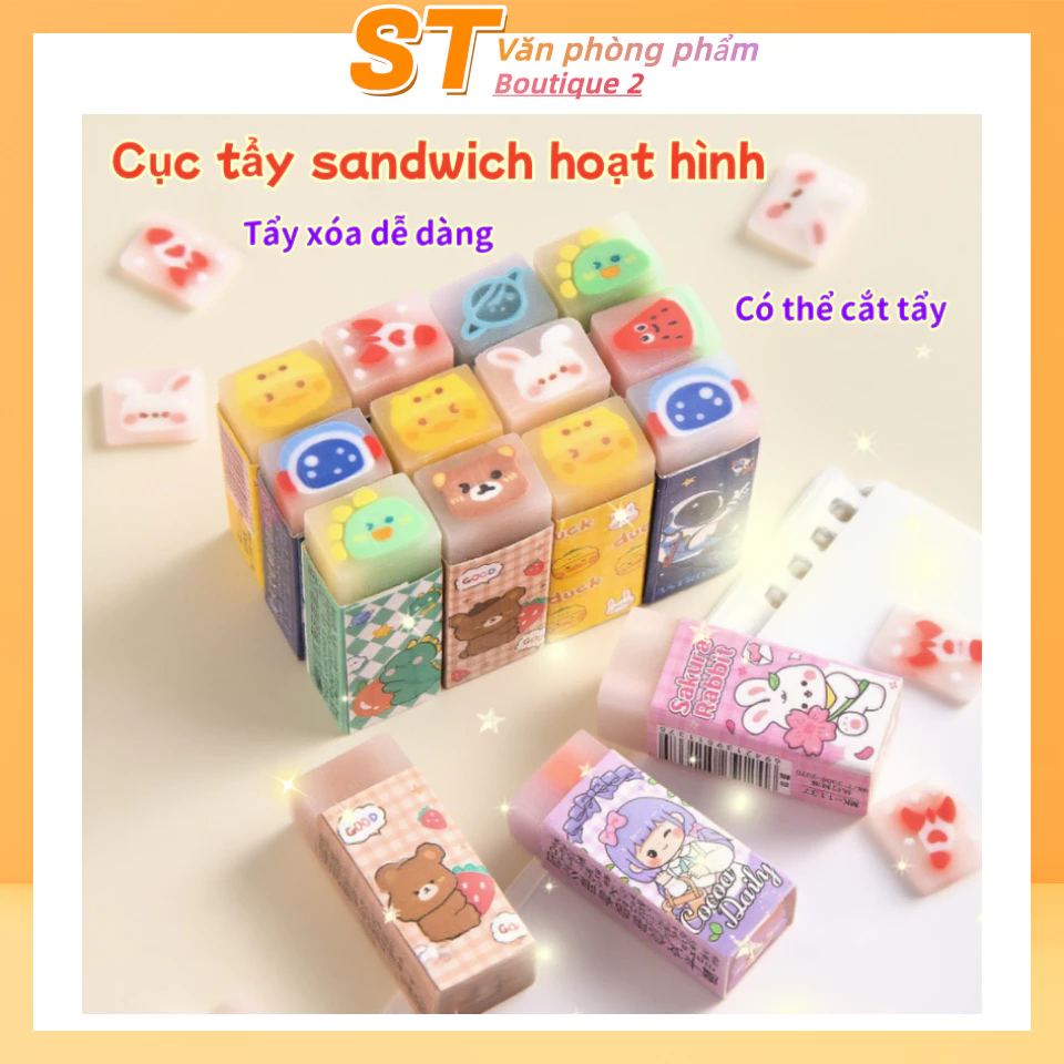 Tẩy sáng tạo dễ thương với nhiều họa tiết tinh xảo, tẩy bút chì không để lại vết, sạch sẽ, quà tặng dịp lễ