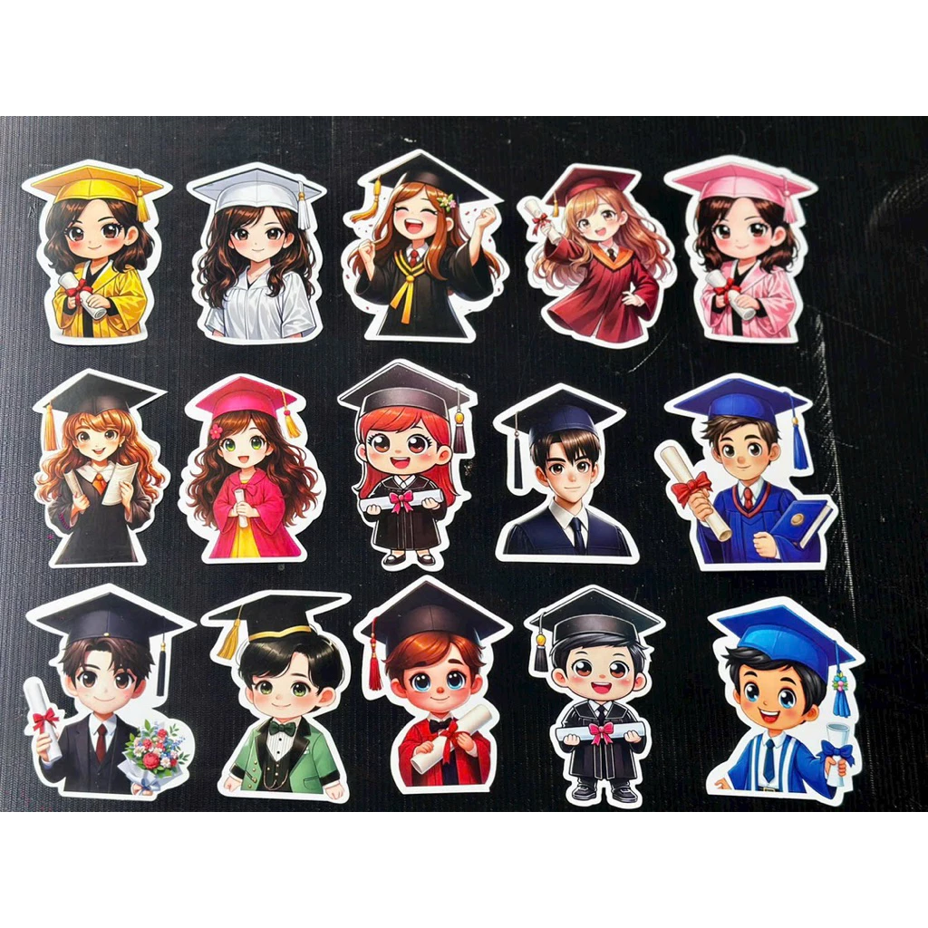 (Combo 50-100) Banner, Chibi tốt nghiệp trang trí bó hoa, giỏ hoa
