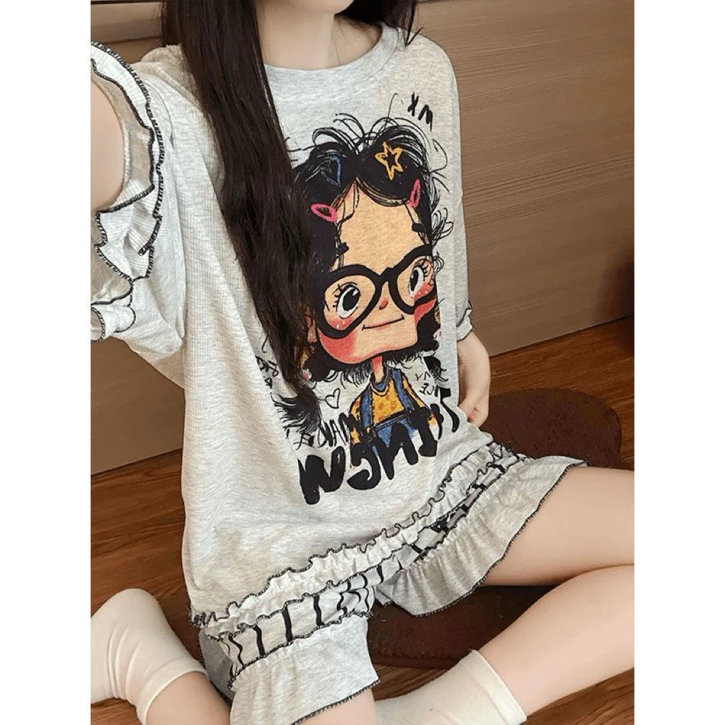 Bộ đồ ngủ nữ quần đùi/dài cô gái dễ thương