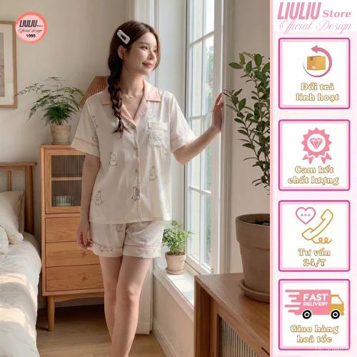 🌸 Bộ Pyjama Lụa Xước Cao Cấp | Đồ Ngủ Quần Dài Thời Trang Nữ