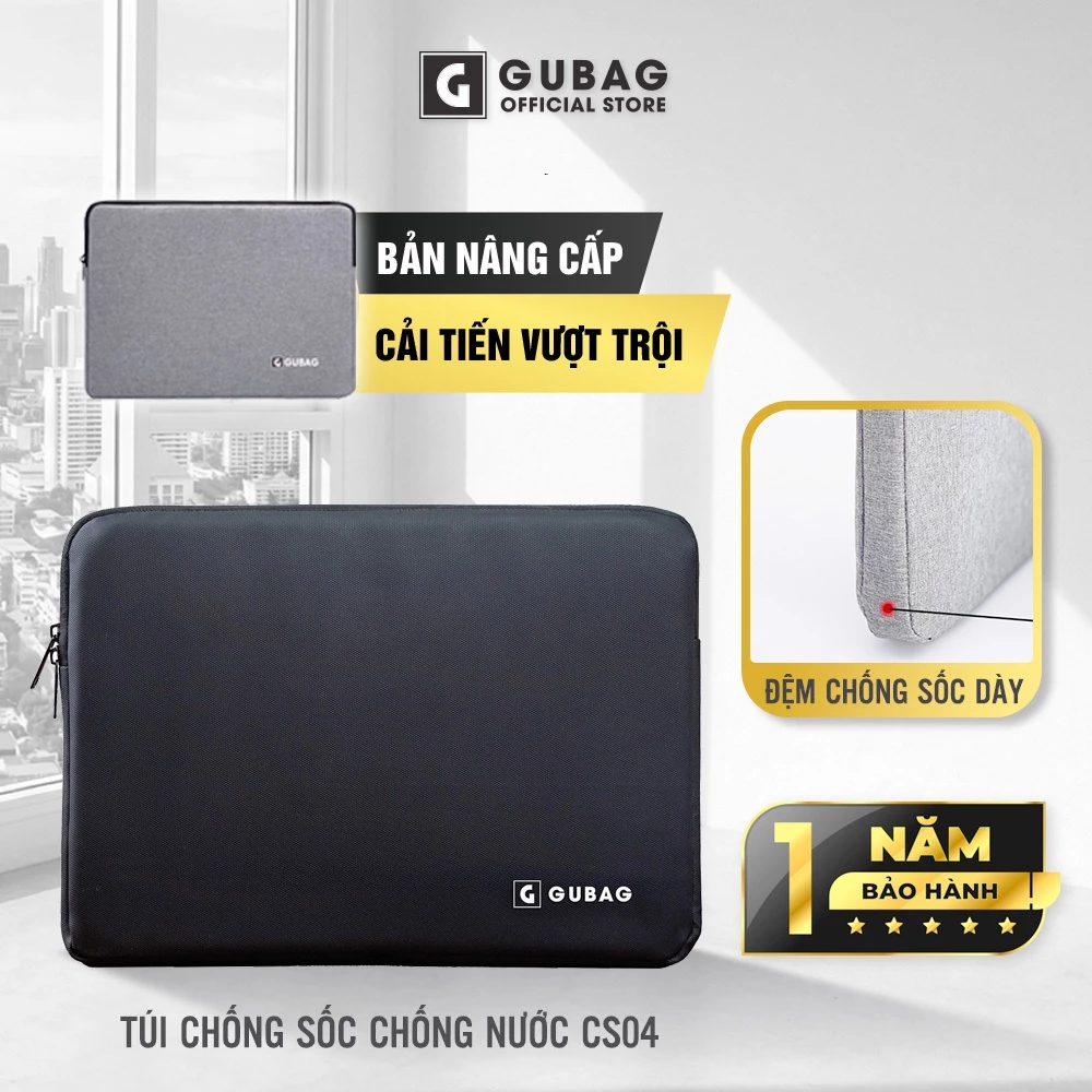 Túi chống sốc chống nước cho laptop Gubag CS04 đệm dày 4 cạnh size 13 inch 14 inch 15 6 inch