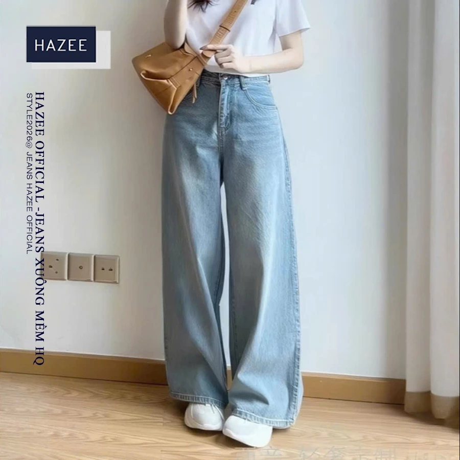 Quần Jean Hot Trend 2026 – Mặc là xinh- Quần Jean Ống suông Nữ HAZEE Chất Denim Mềm Hack Dáng
