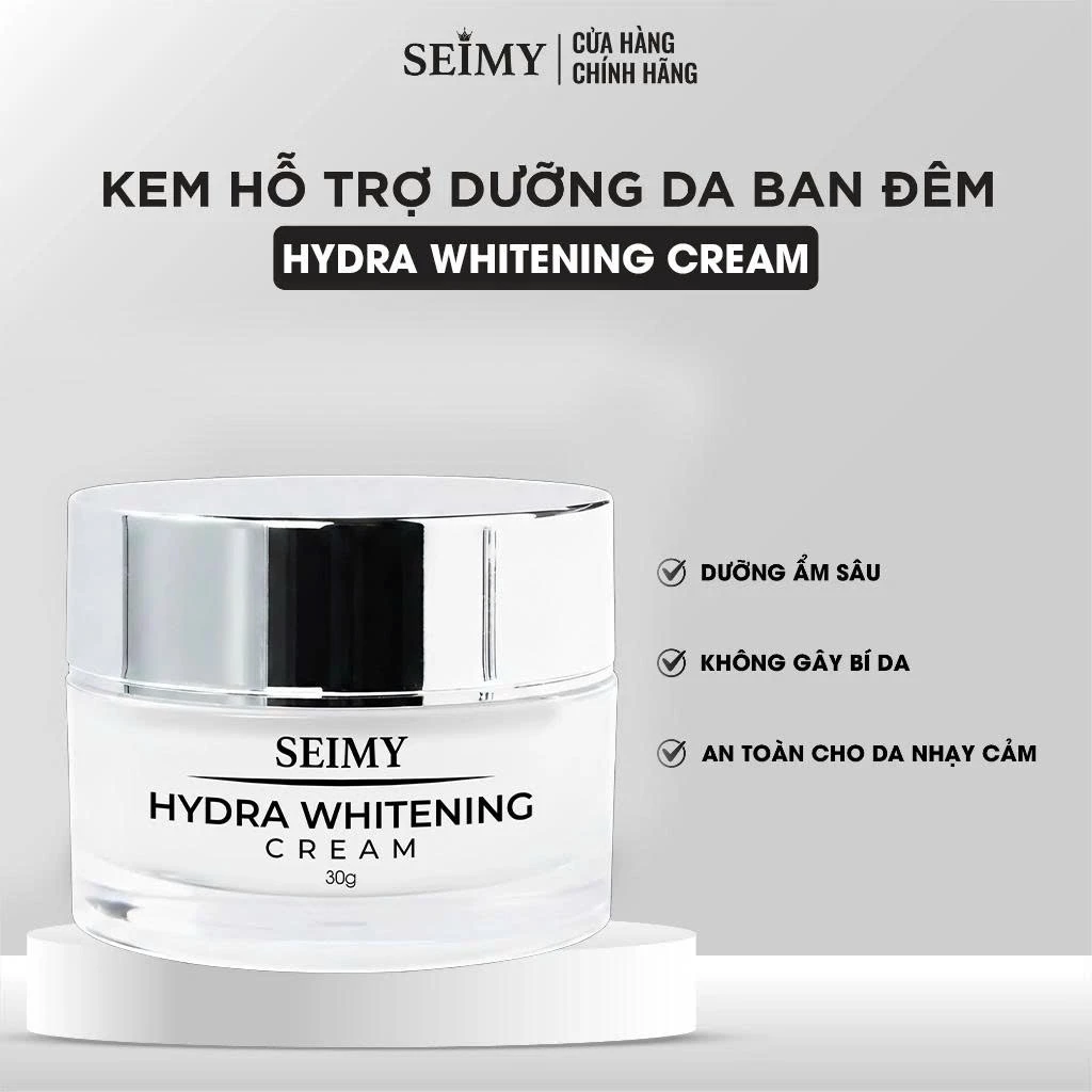 Kem Dưỡng Da Ban Đêm Seimy Hydra Whitening Cream Kết Cấu Mỏng Nhẹ, Không Hương Liệu Giúp Cấp Ẩm Và Đều Màu Da