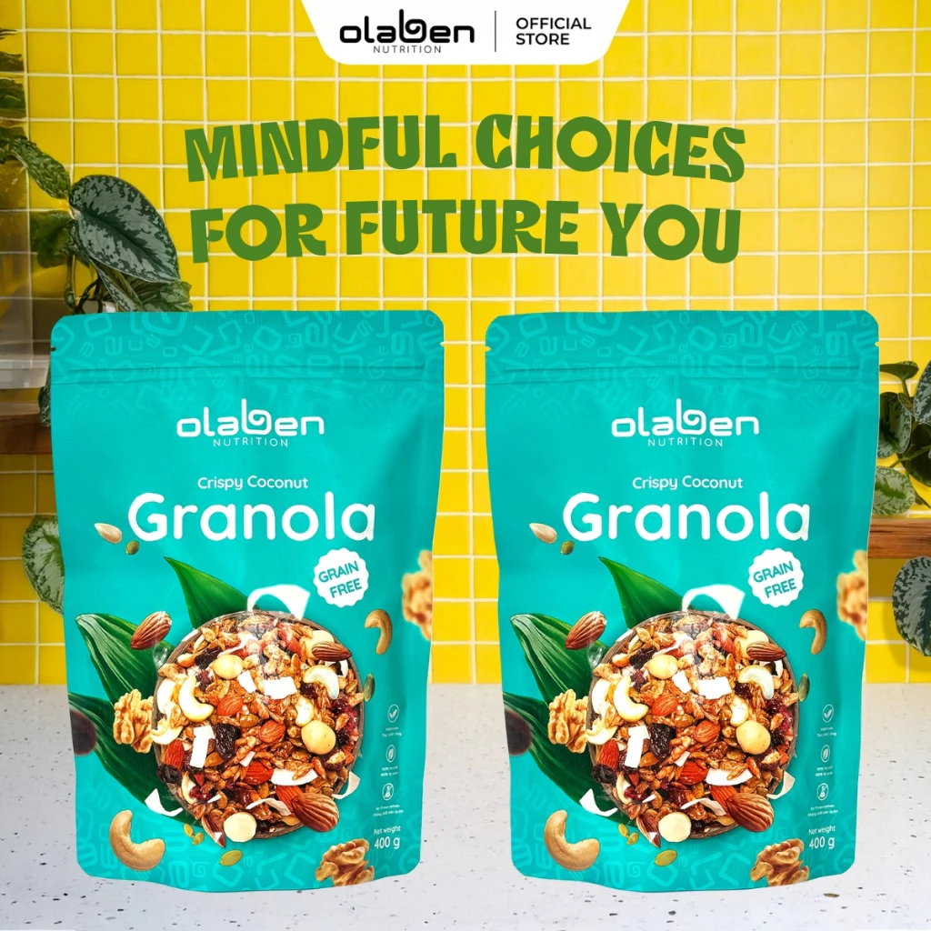 [COMBO 2] 2 Túi 400g Ngũ Cốc Siêu Hạt Dinh Dưỡng Vị Dừa Không Yến Mạch - Olaben Nutrition Granola Pure Energy Duo