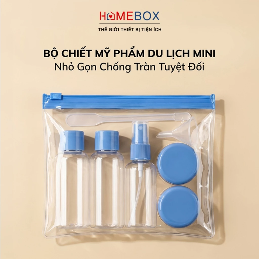 Bộ Chiết Mỹ Phẩm Mini 7 Món Tiện Lợi Đa Năng Lọ Chiết Du Lịch Chống Rò Rỉ Giúp Hành Lý Gọn Gàng
