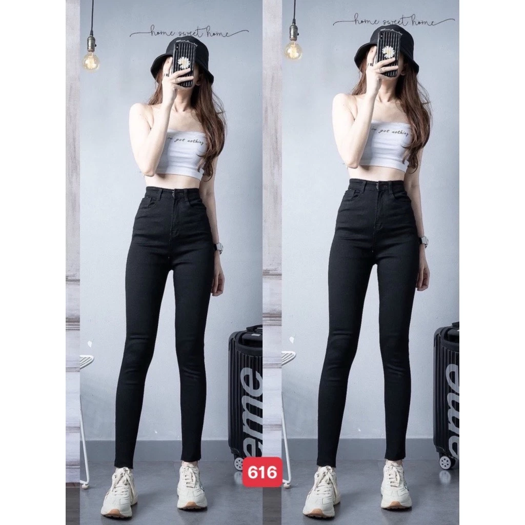 Quần jean nữ co giãn, quần bò lưng cao 9 tấc dáng ôm body cạp cao nhiều mẫu Bi_shop 173 ms623