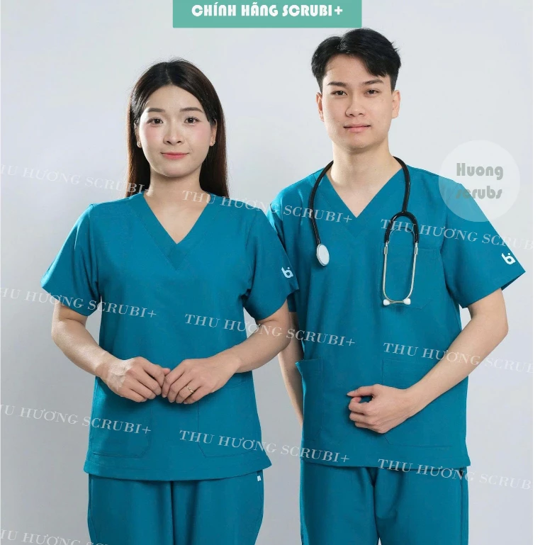 Bộ Scrubs Cao Cấp COTTON, Bộ Đồ Cổ Tim Mầm non, Bệnh viện,Spa, Bộ điều dưỡng