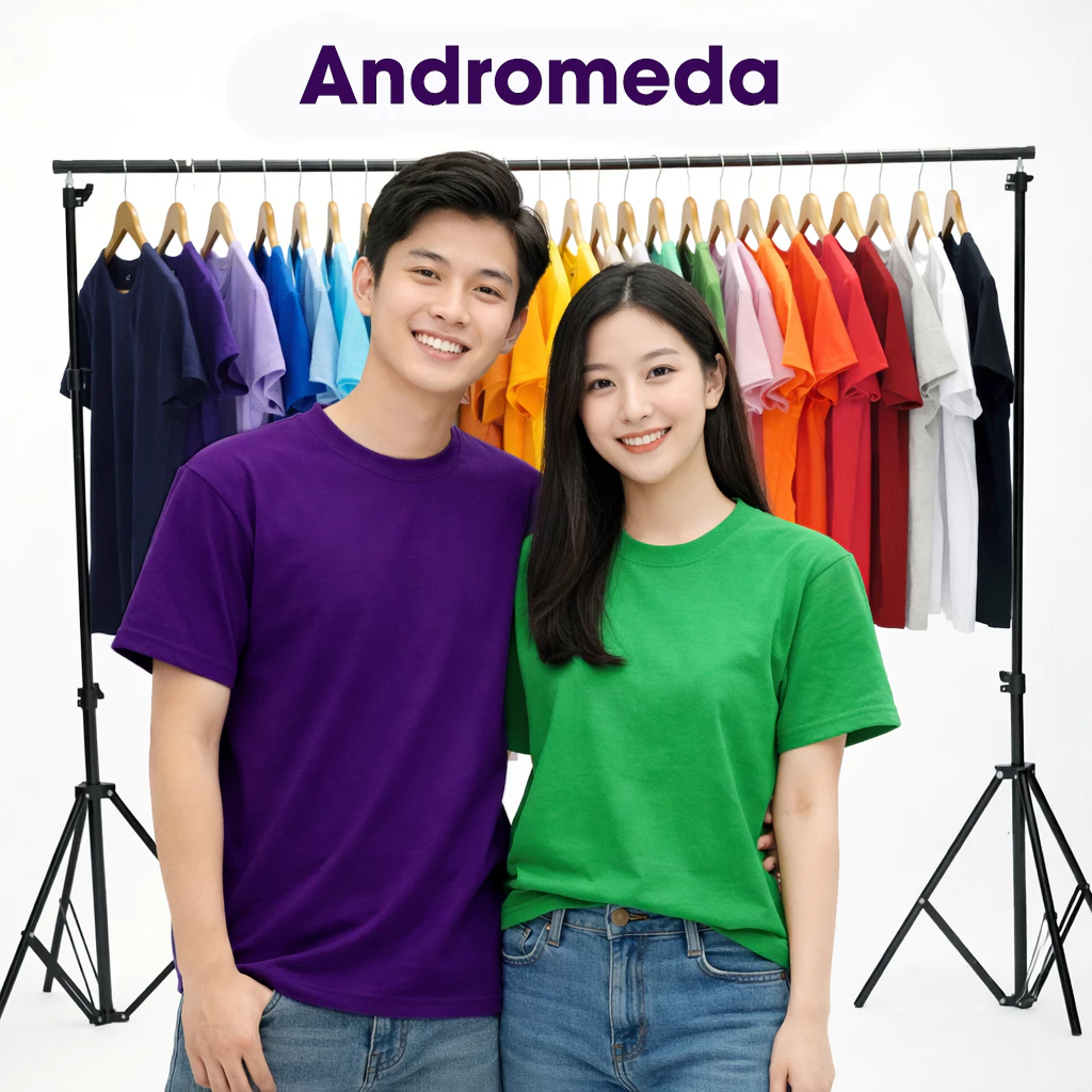 Áo Thun Trơn Ngắn Tay Cổ Tròn Andromeda Nhiều Màu Vải Dày Form Xuông Dùng Chung Cho Nam Nữ