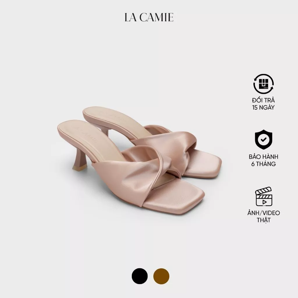 Dép cao gót chất liệu da Microffiber  thiết kế mũi vuông hiện đaị thương hiệu La Camie DC6B0302