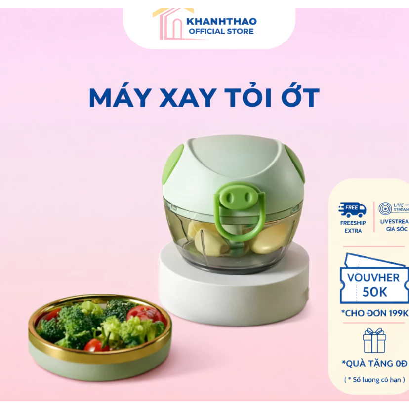 Máy Xay Mini DIDOOGLT Đa Năng Xay Tỏi Ớt, Xay Đồ Ăn Dặm Hình Con Heo Cầm Tay Mini, Tiện Lợi