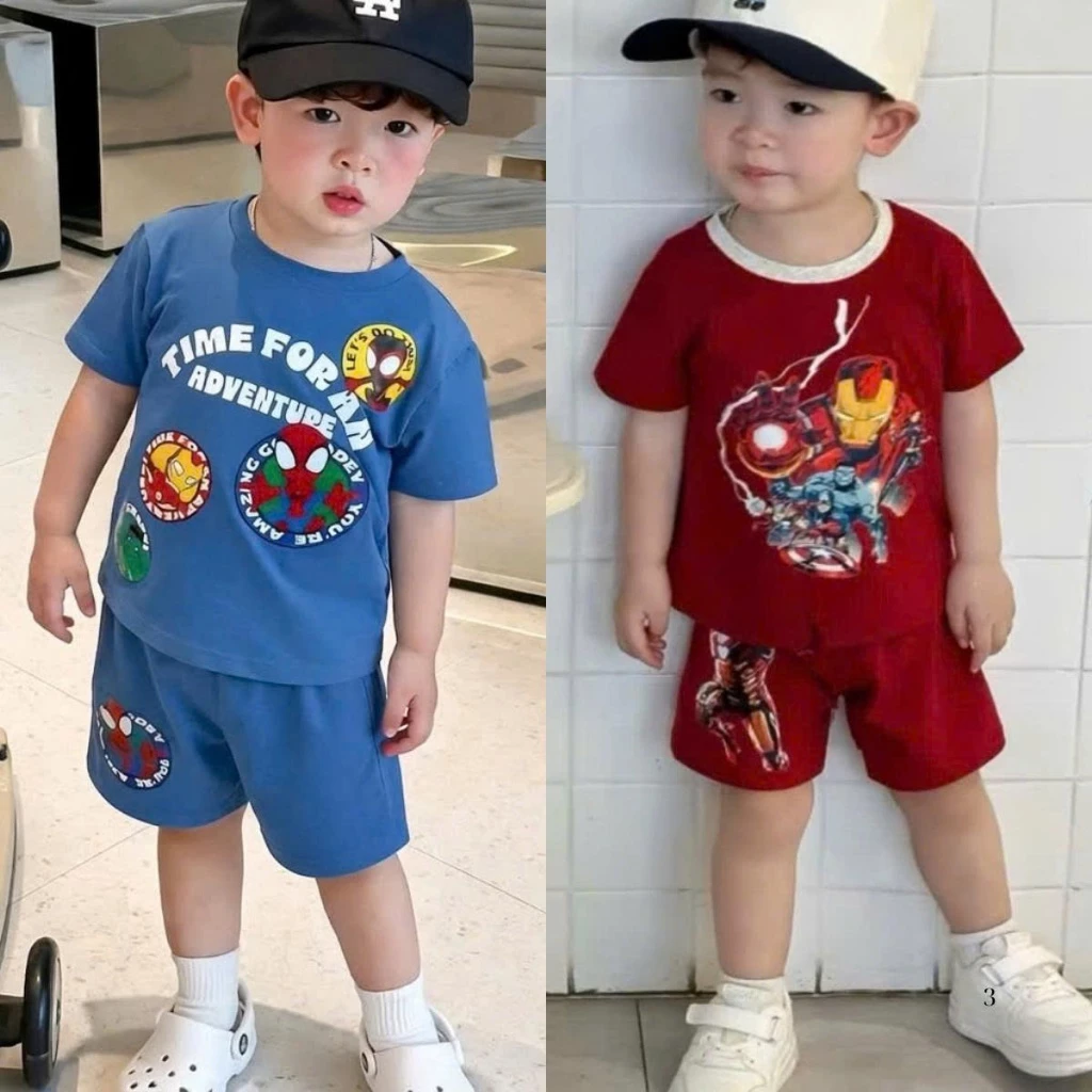 [7-18kg] Bộ cộc tay mùa hè cho bé trai đáng yêu chất liệu cotton mềm mại, thoáng mát mẫu BỘ IRON.MAN