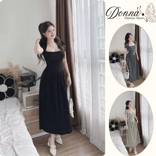 Váy nữ Donna HCOM25277,đầm nữ duôi cá cổ vuông siêu sang quyến rũ đi chơi dự tiệc