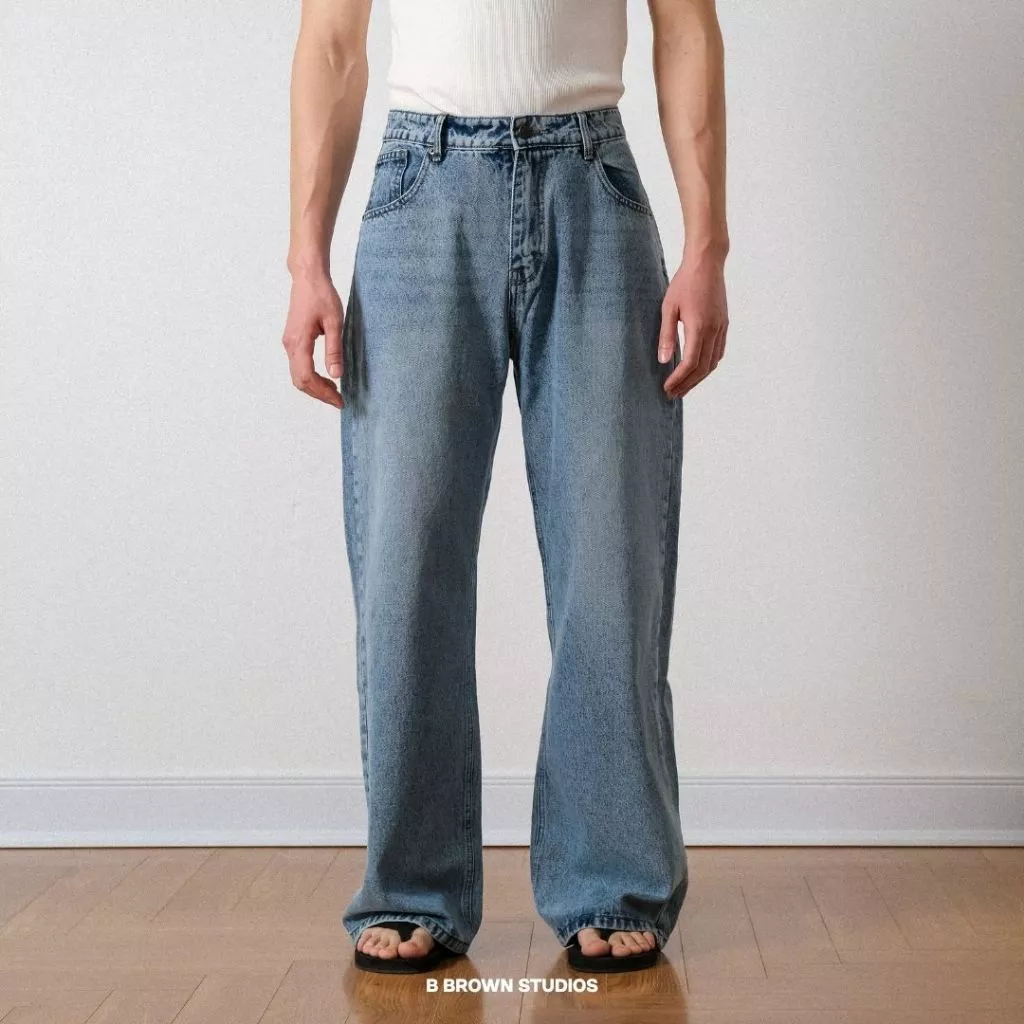 Quần Jeans Nam B Brown Form Wide Leg Ống Rộng Dáng Suông – Andrew Wide Leg Jeans
