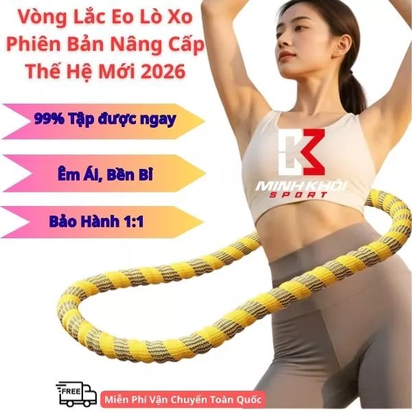 Vòng Lắc Eo Lò Xo Bọc Vải Dệt Phiên Bản Nâng Cấp 2026 Bền Bỉ, Êm Ái, Dễ Tập