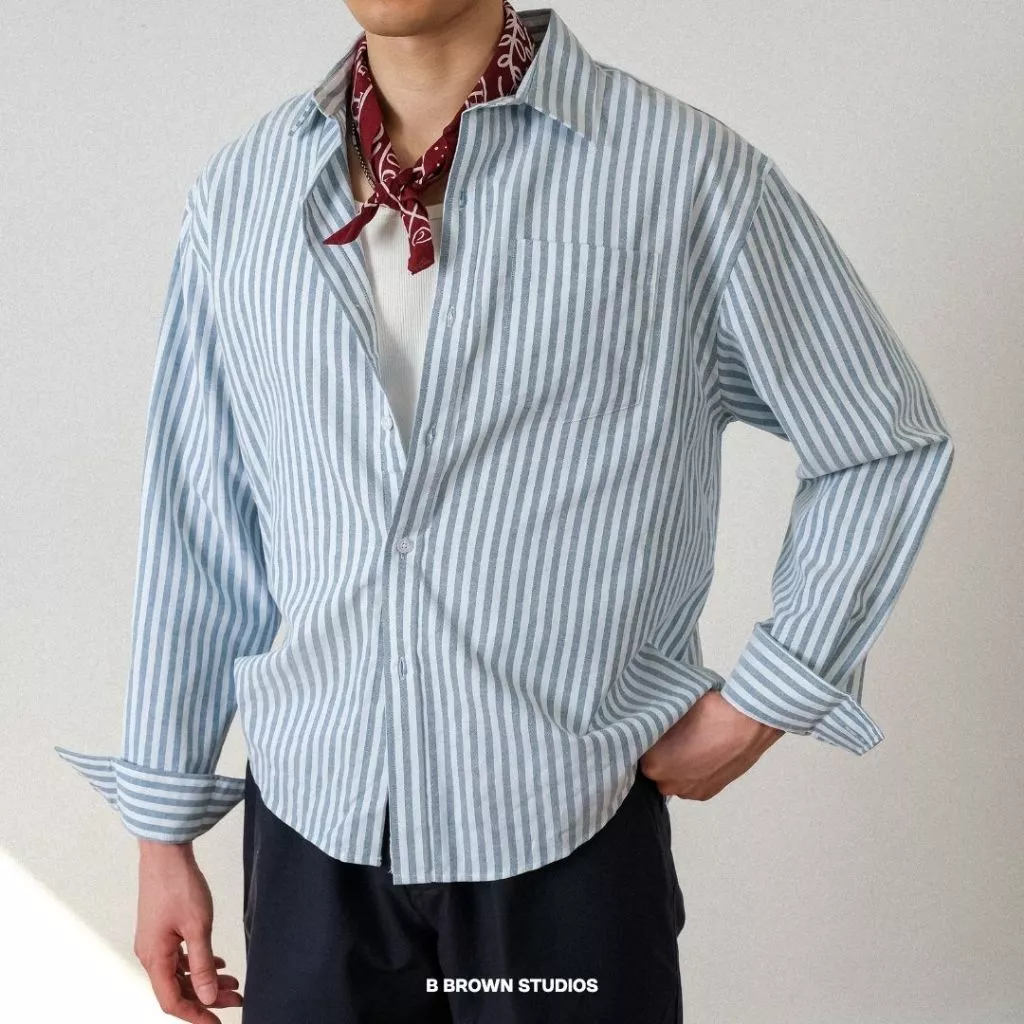 Áo Sơ Mi Nam Nữ B Brown Legolas Kẻ Sọc Dài Tay Form Oversize - Legolas Stripped Shirt