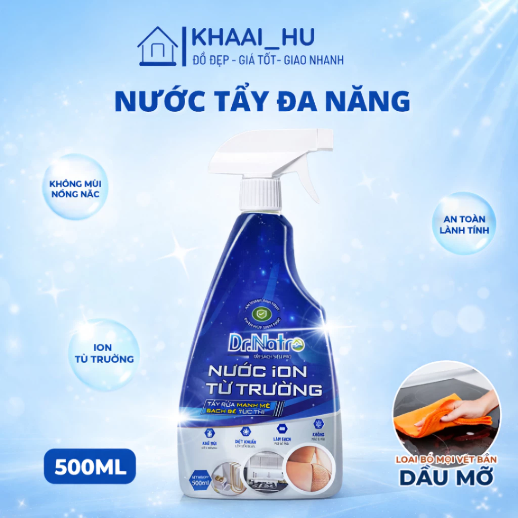 (Kèm Quà Tặng) Chai Xịt Tẩy Đa Năng Dr.Natro 500ml – Công Nghệ Ion Từ Trường, Làm Sạch Mọi Bề Mặt Dễ Dàng