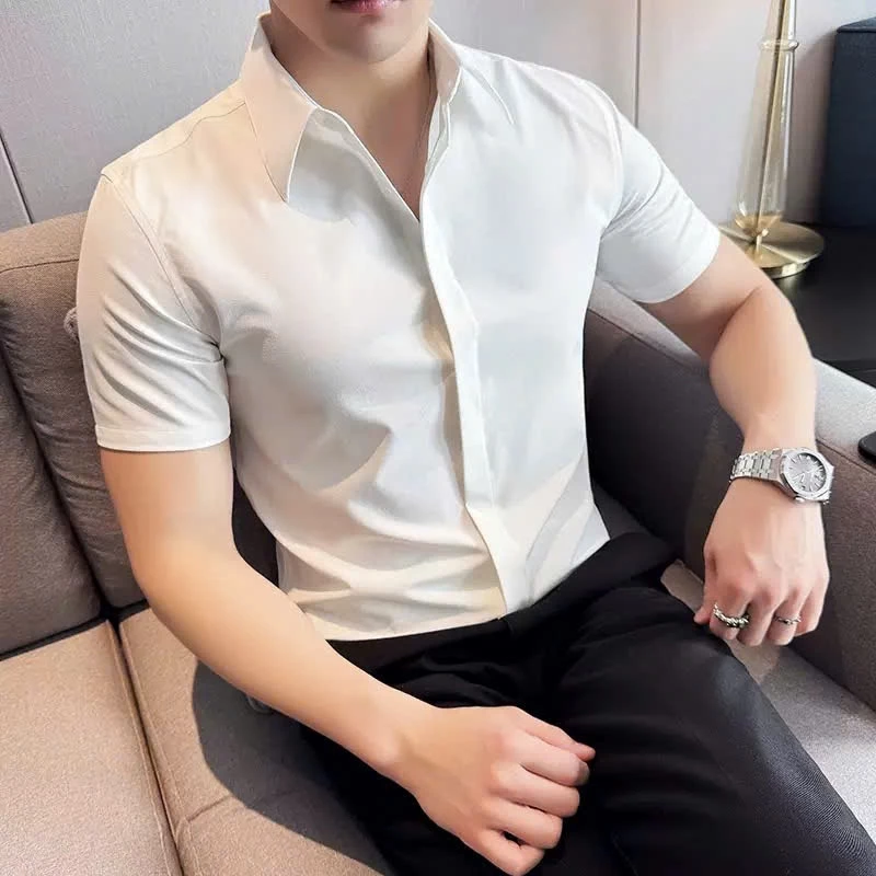 Áo sơ mi nam ngắn tay cao cấp - Chất liệu lụa , không nhăn, thoáng mát, thấm hút mồ hôi sm003