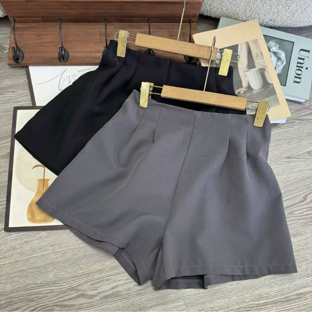 Quần đùi nữ Bigsize 50-95kg nữ xếp ly ngắn chất vải tuyết chéo from chữ A năng động cá tính QDXL