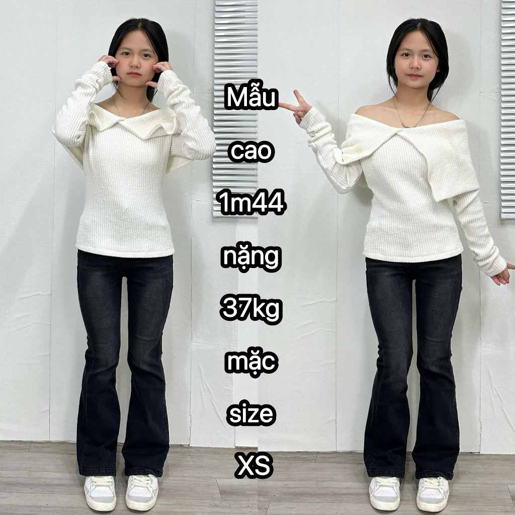 Quần Ống Loe 9 Tấc NẤM LÙN Jean Cho Nữ Màu Đen Xám Khói 90cm Lưng Cao Bò 1m40 1m45 1m48 1m50 Y2K